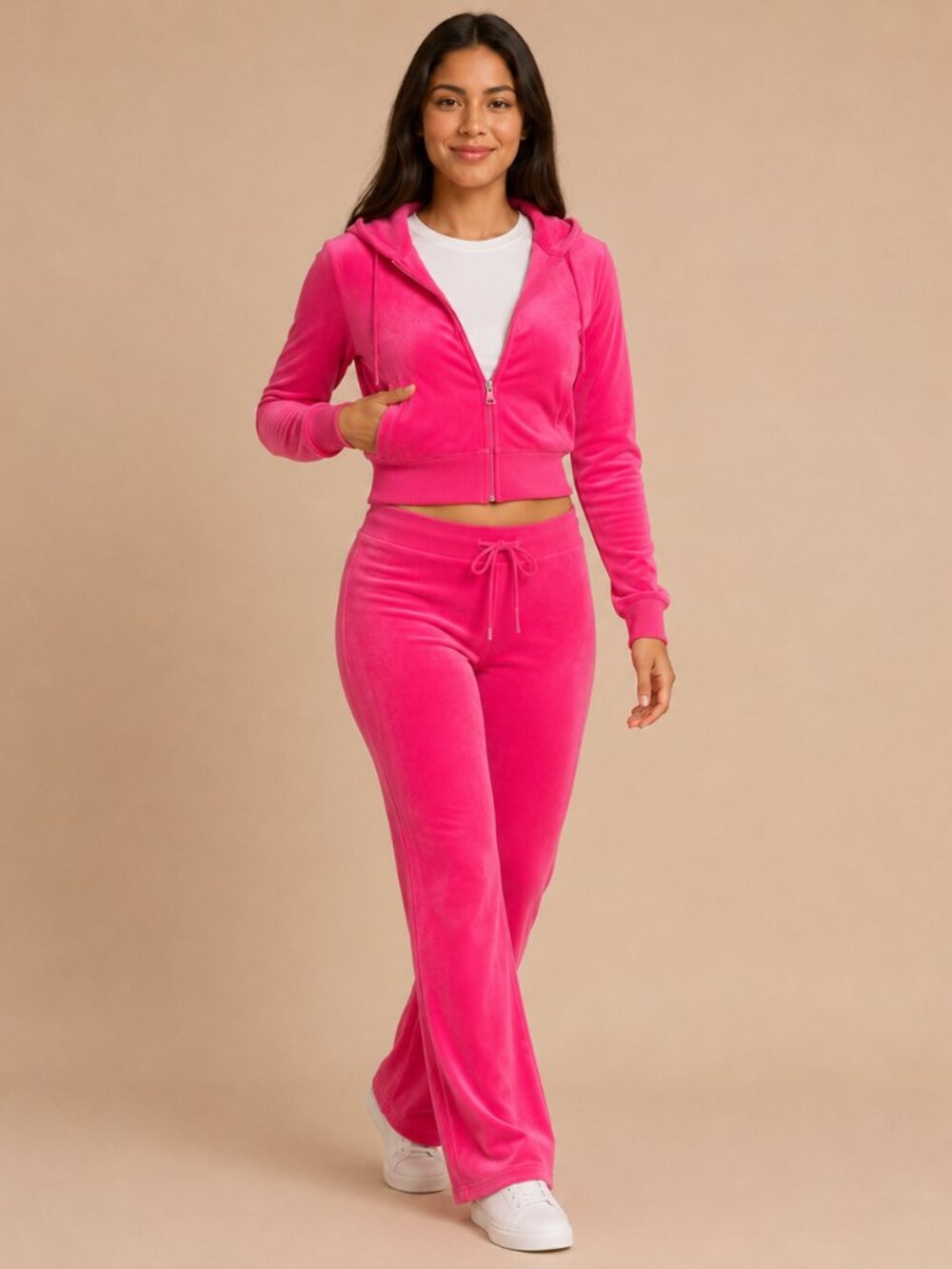 Juicy Couture Pink Velour Tracksuit OG Rhinestone Logo Women’s L NWT
